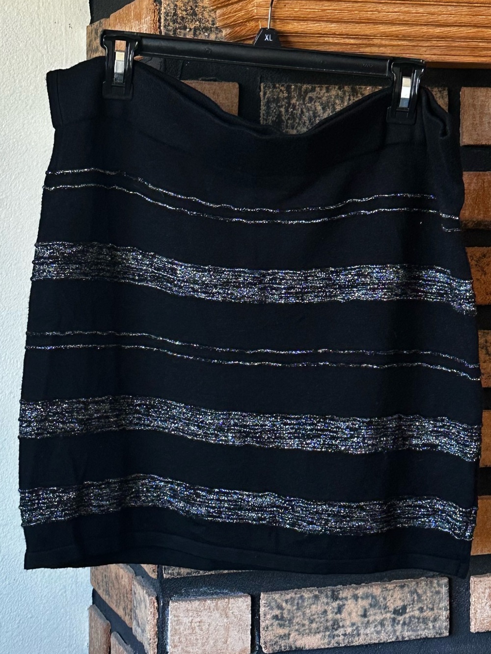 Rock & Republic Black Mini Skirt with Metallic Stripe Detail